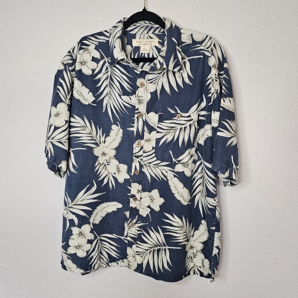 Island Republic Silk Linen Mens Tropical‎ Hawaiian Short Sleeve Shirt Size XL
